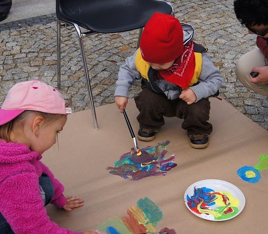 children-painting-cardboard