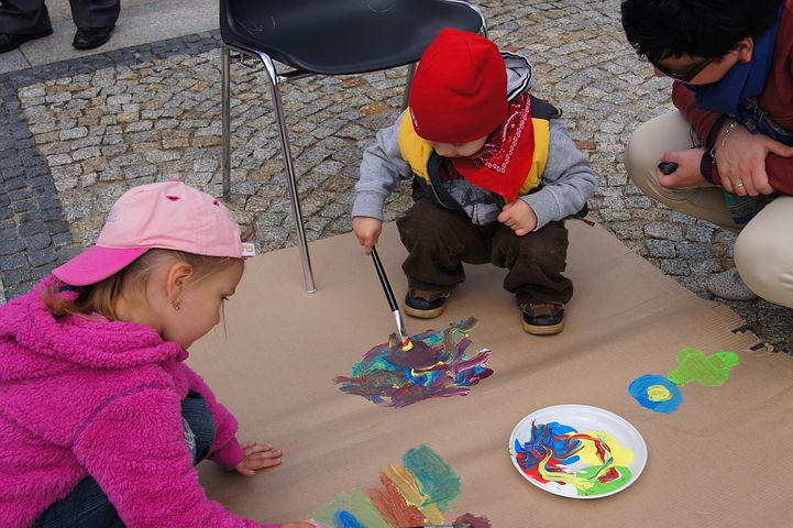 children-painting-cardboard