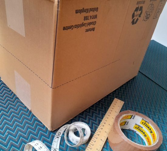 cardboard box and tools for resizing