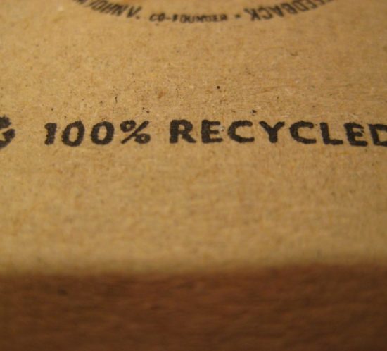 100% recycled printed on cardboard